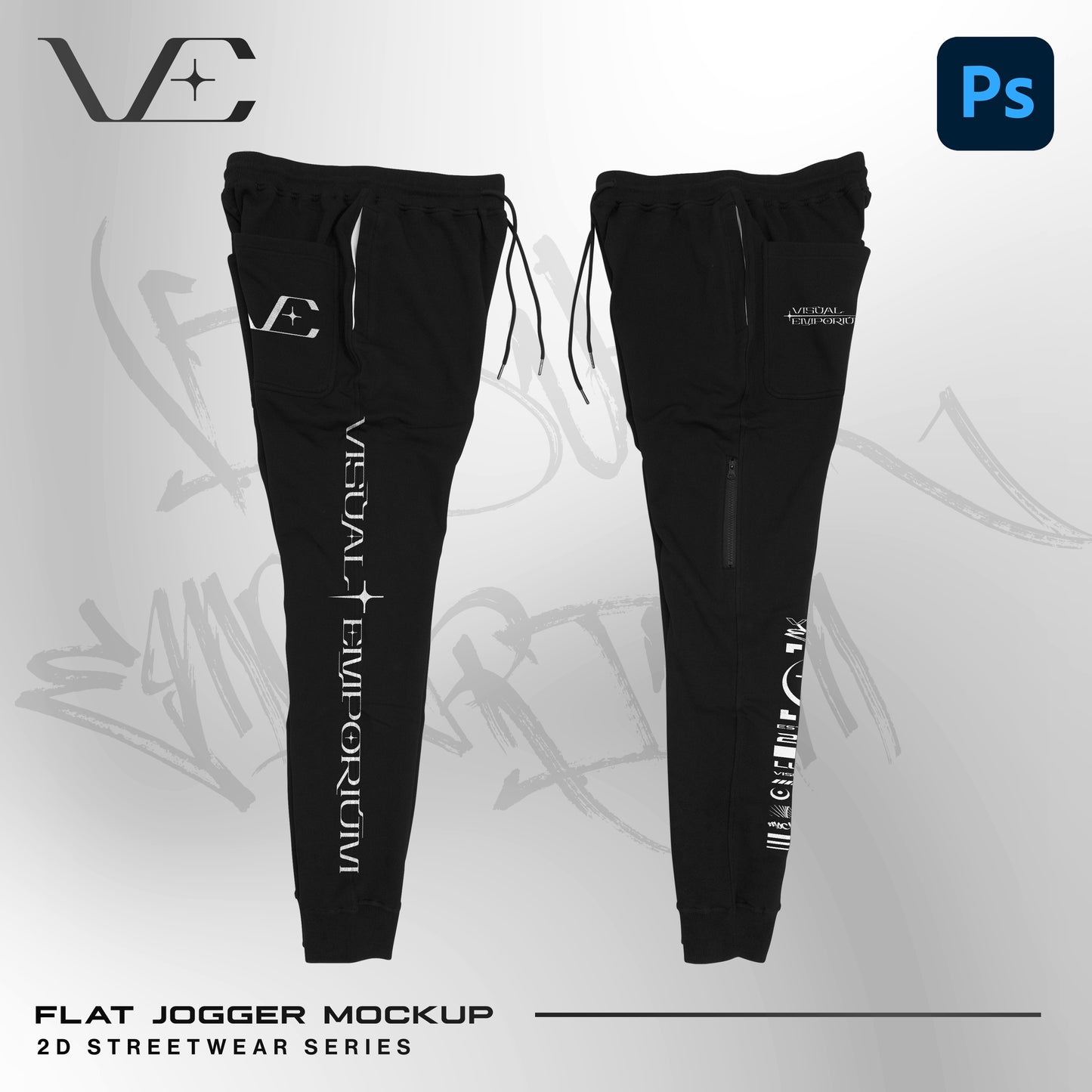 Premium Flat Jogger Mockup • 2D Streetwear Series • Visual Emporium