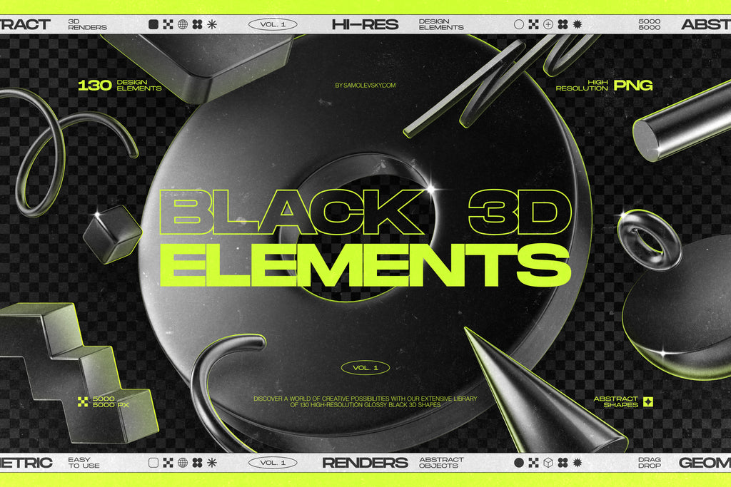 130 Black 3D Elements Collection Vol.1 - by Samolevsky