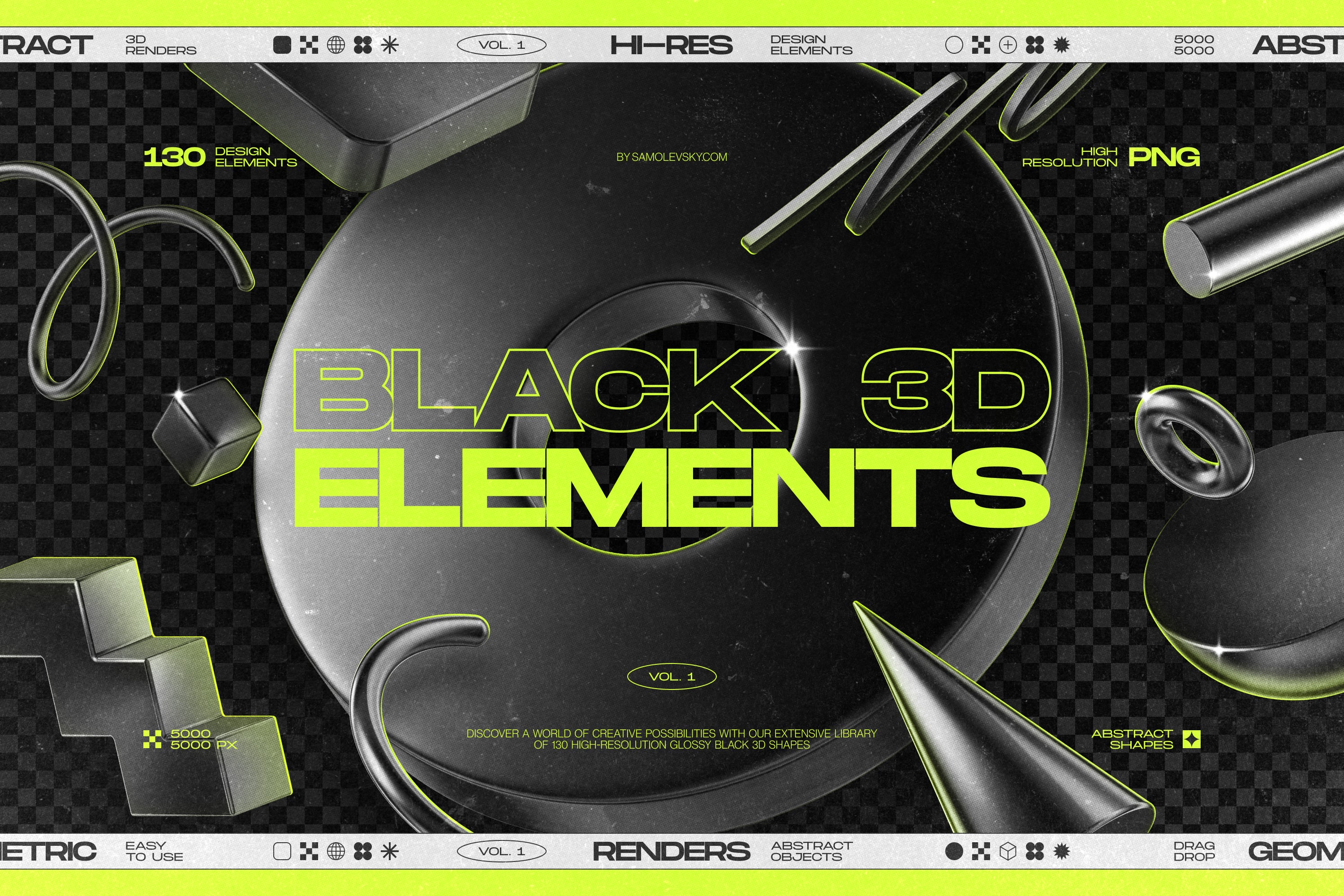 130 Black 3D Elements Collection Vol.1 - by Samolevsky