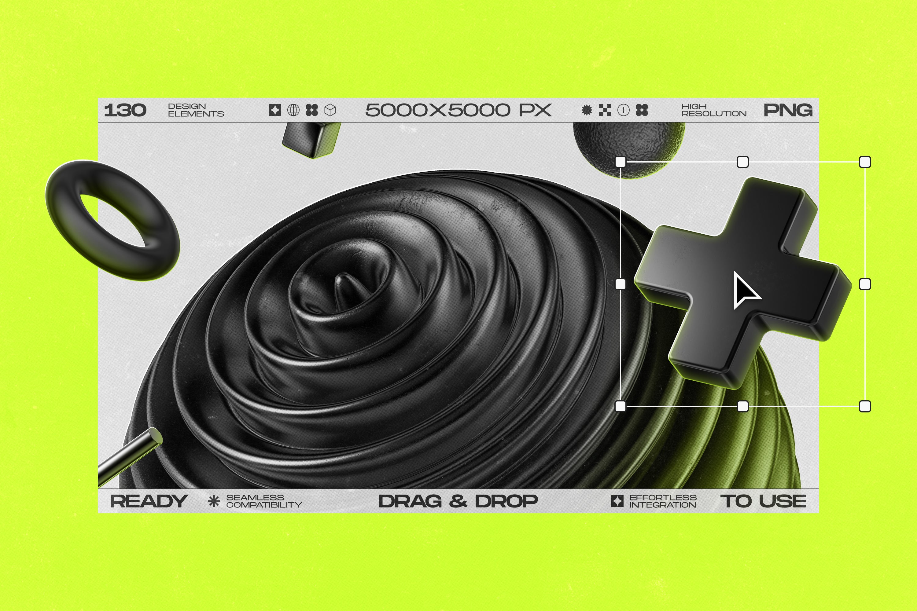 130 Black 3D Elements Collection Vol.1 - by Samolevsky