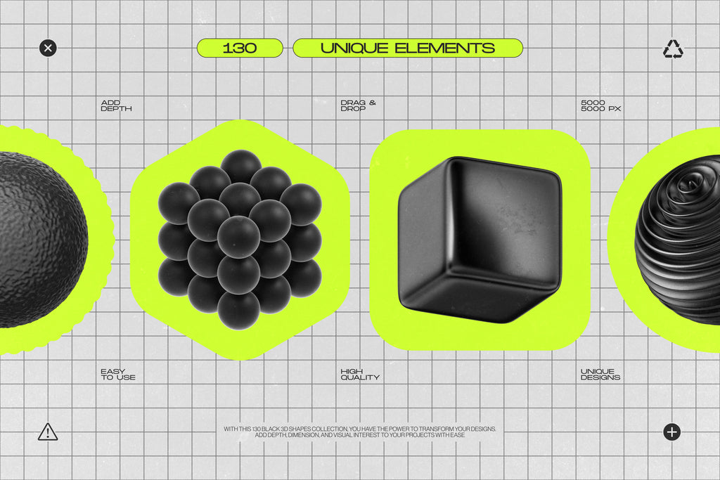 130 Black 3D Elements Collection Vol.1 - by Samolevsky
