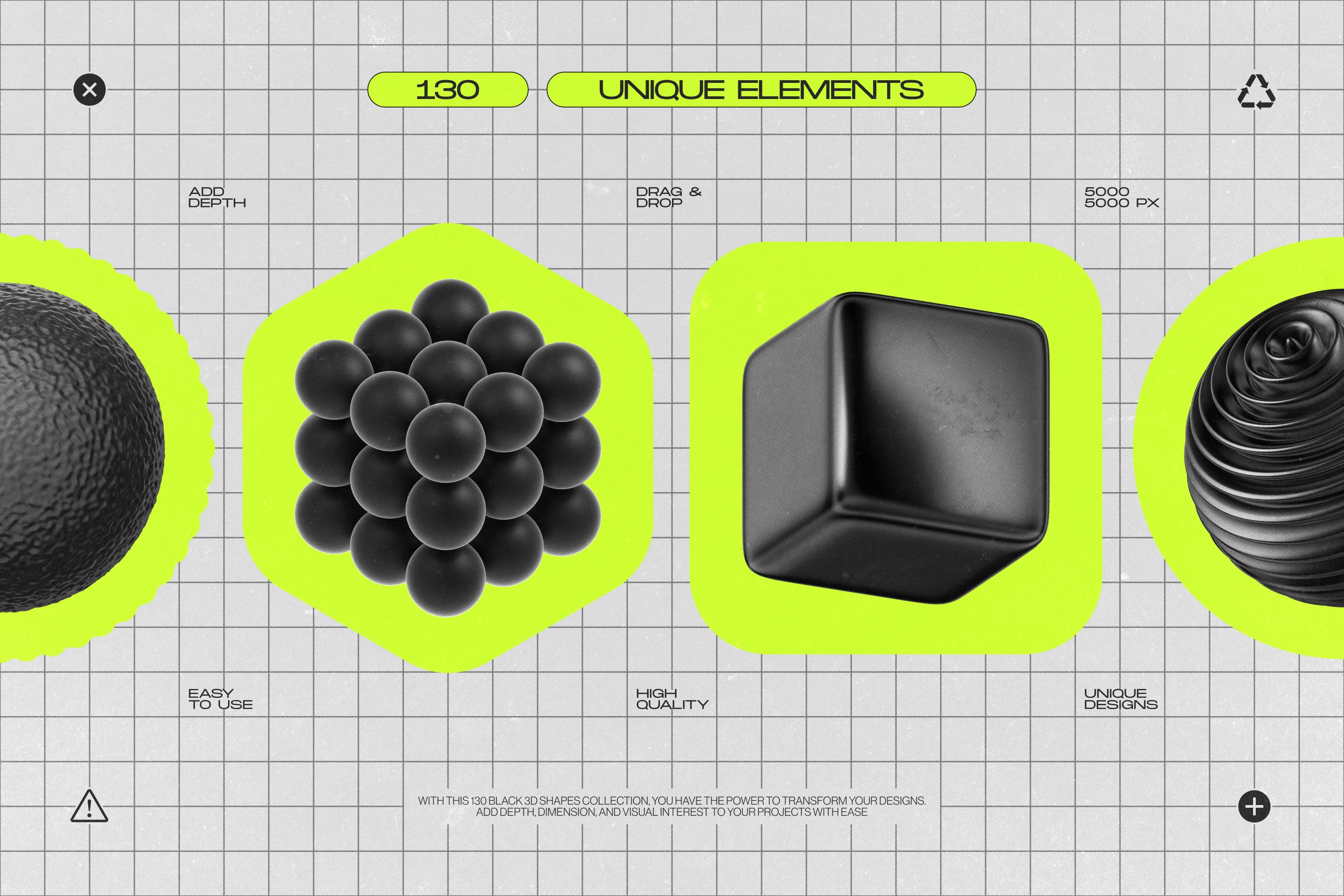 130 Black 3D Elements Collection Vol.1 - by Samolevsky