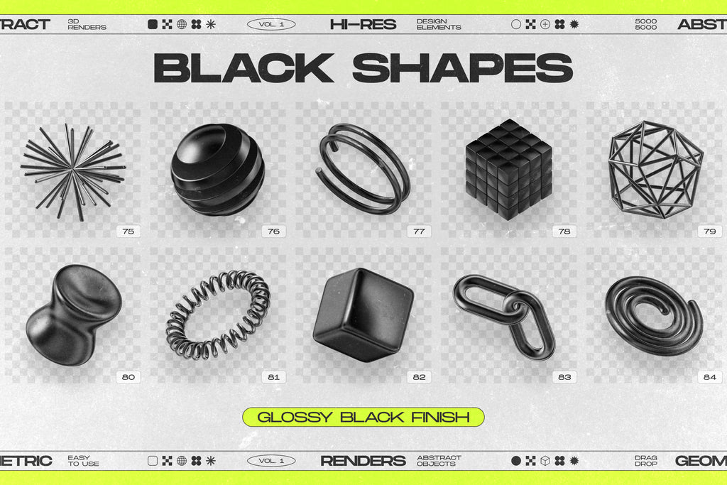 130 Black 3D Elements Collection Vol.1 - by Samolevsky