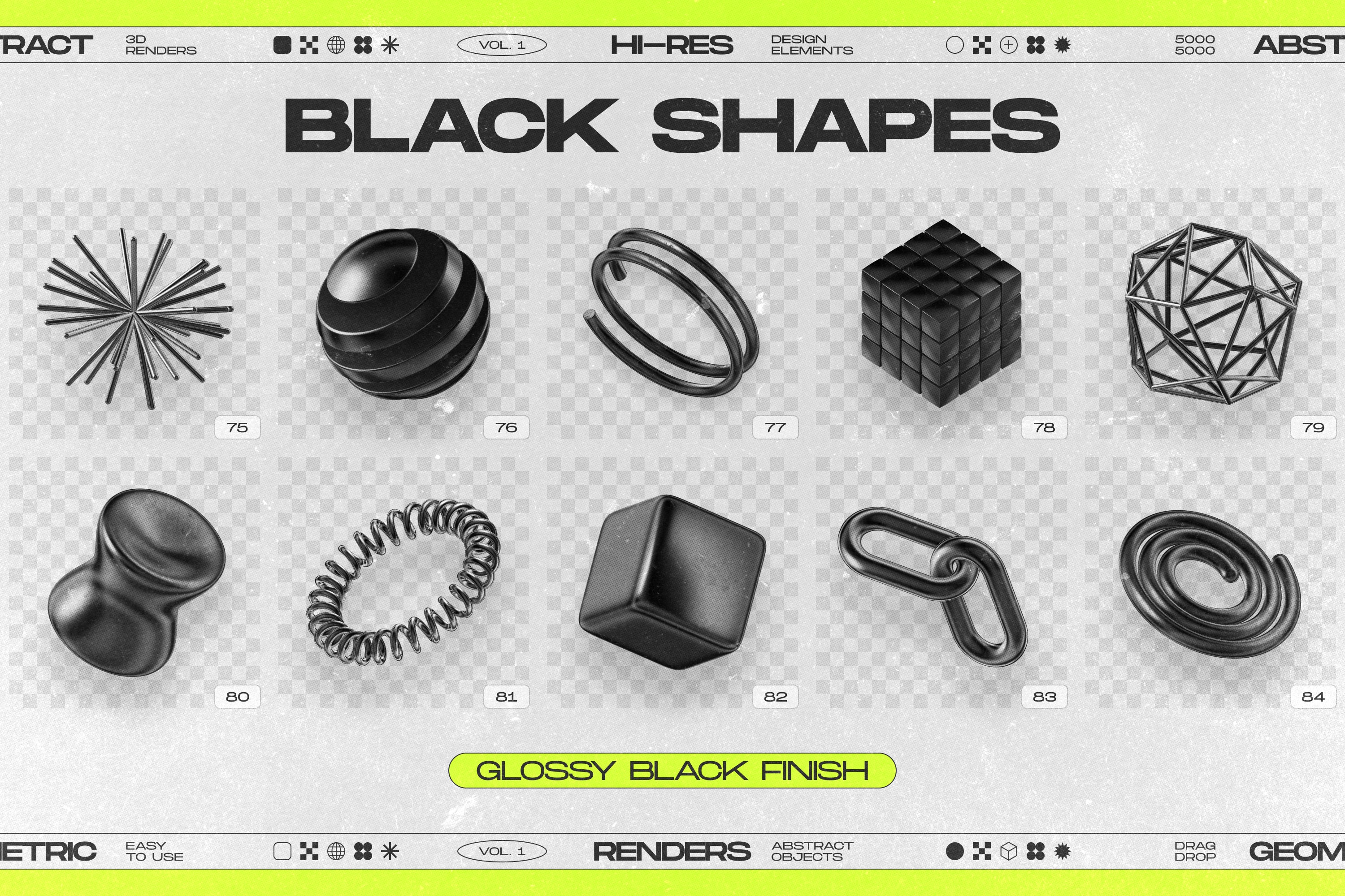 130 Black 3D Elements Collection Vol.1 - by Samolevsky