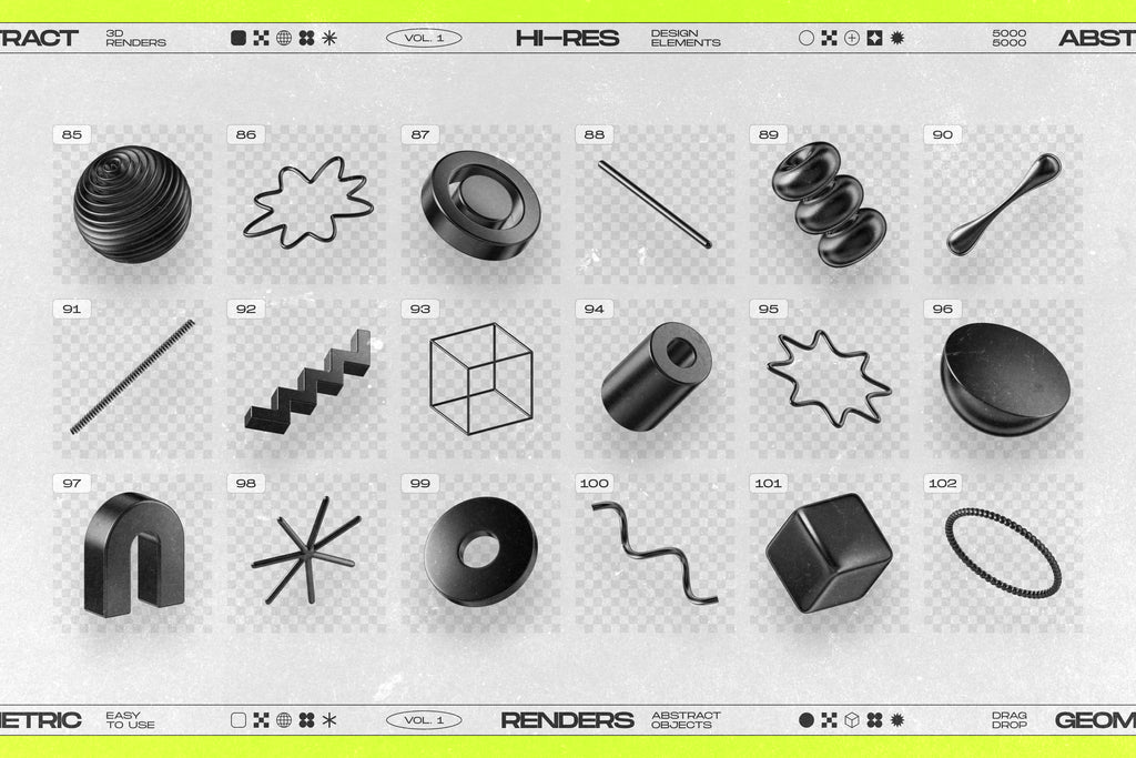 130 Black 3D Elements Collection Vol.1 - by Samolevsky