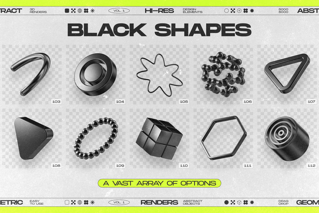 130 Black 3D Elements Collection Vol.1 - by Samolevsky