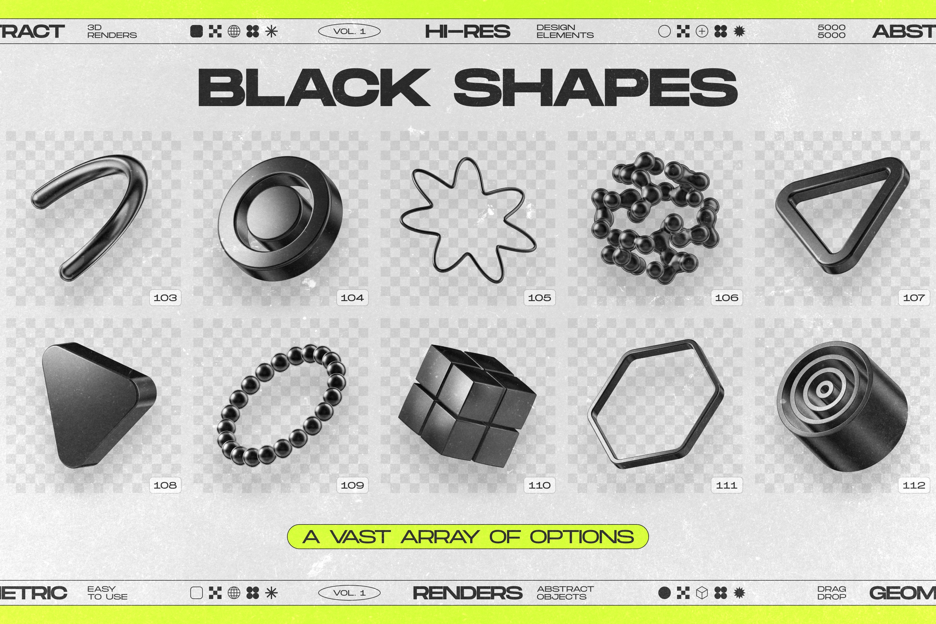 130 Black 3D Elements Collection Vol.1 - by Samolevsky