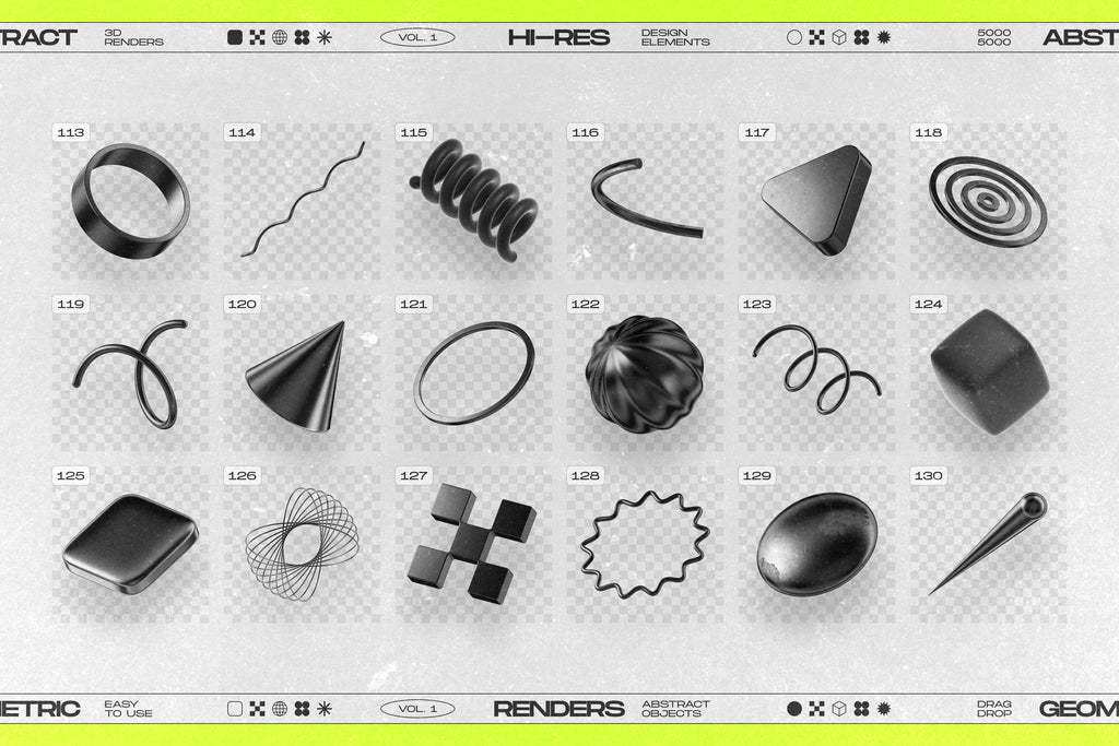 130 Black 3D Elements Collection Vol.1 - by Samolevsky