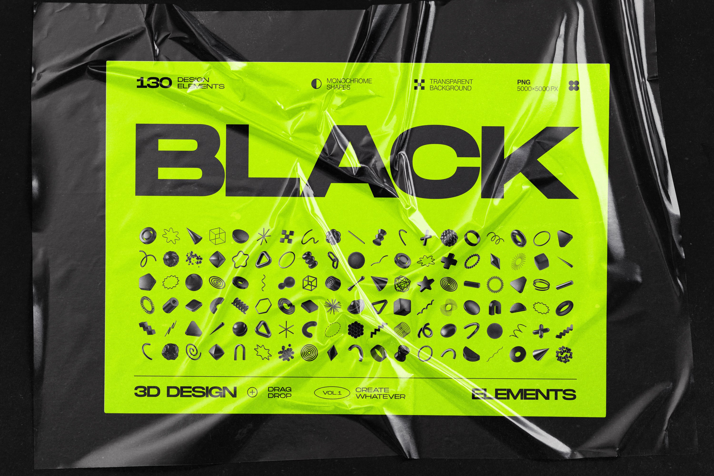 130 Black 3D Elements Collection Vol.1 - by Samolevsky