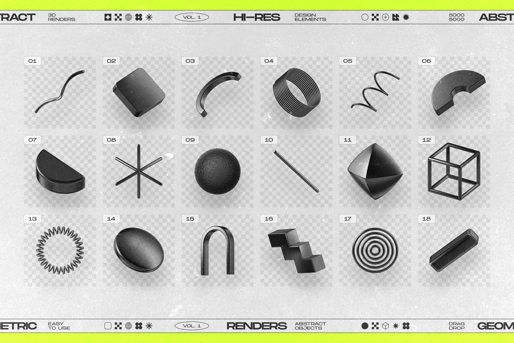 130 Black 3D Elements Collection Vol.1 - by Samolevsky