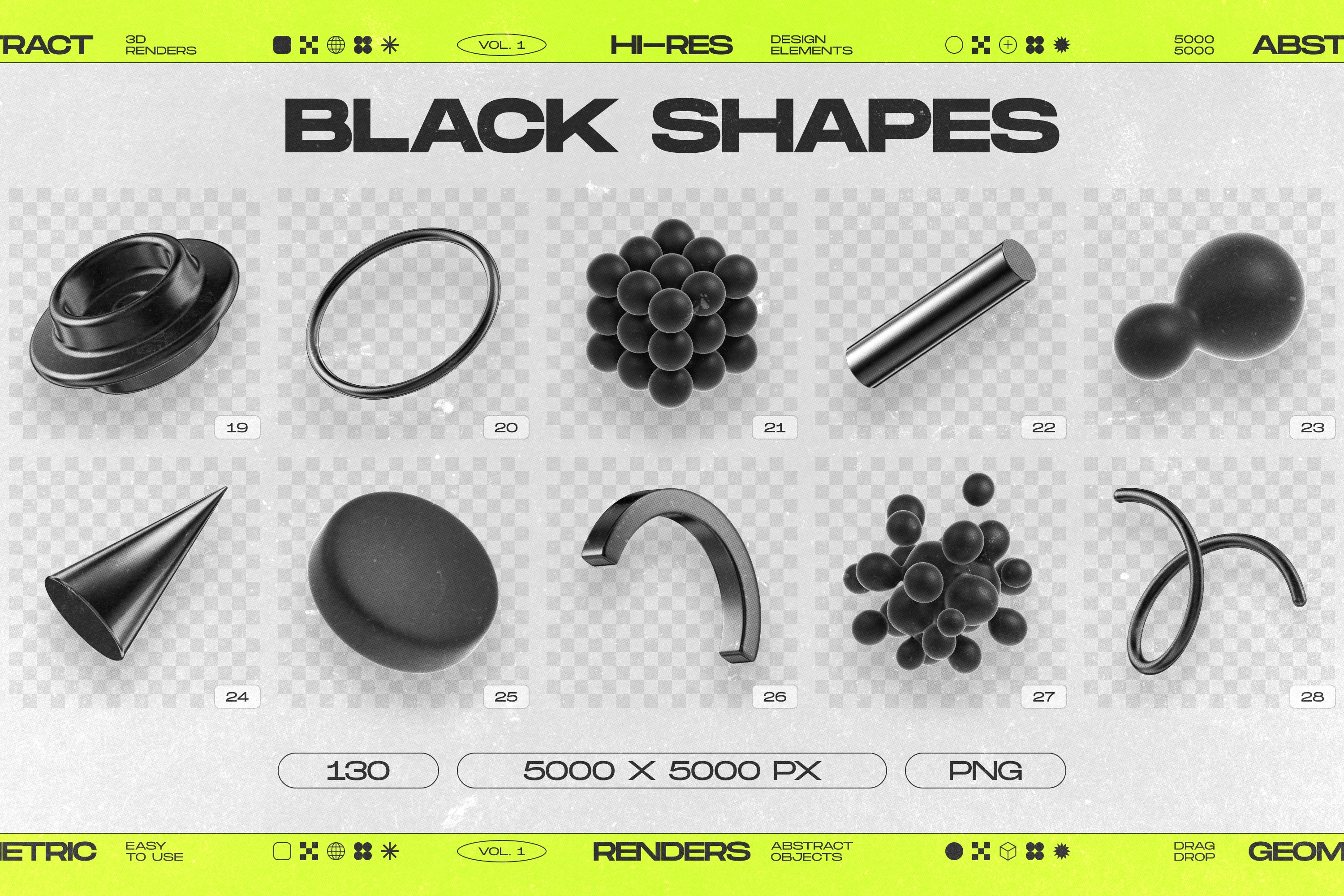 130 Black 3D Elements Collection Vol.1 - by Samolevsky