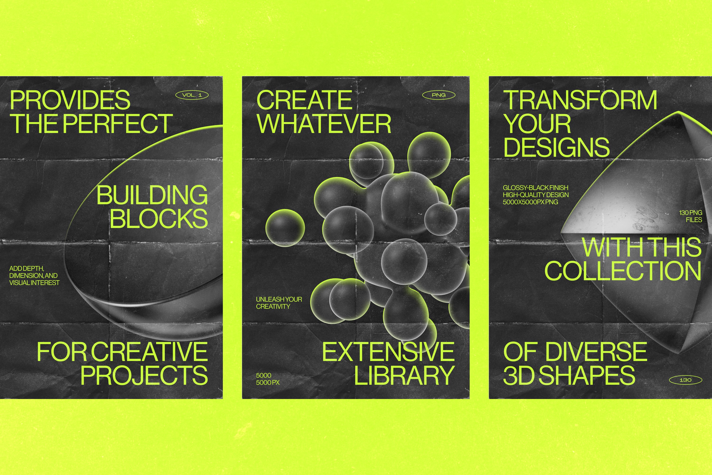 130 Black 3D Elements Collection Vol.1 - by Samolevsky