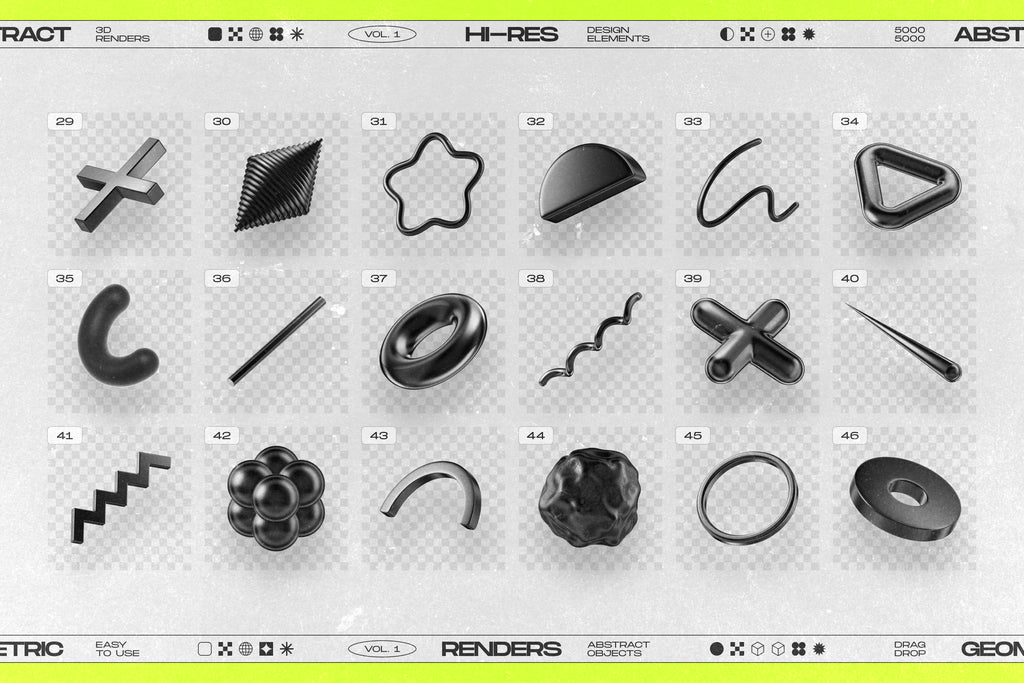 130 Black 3D Elements Collection Vol.1 - by Samolevsky