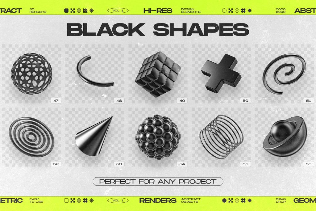 130 Black 3D Elements Collection Vol.1 - by Samolevsky