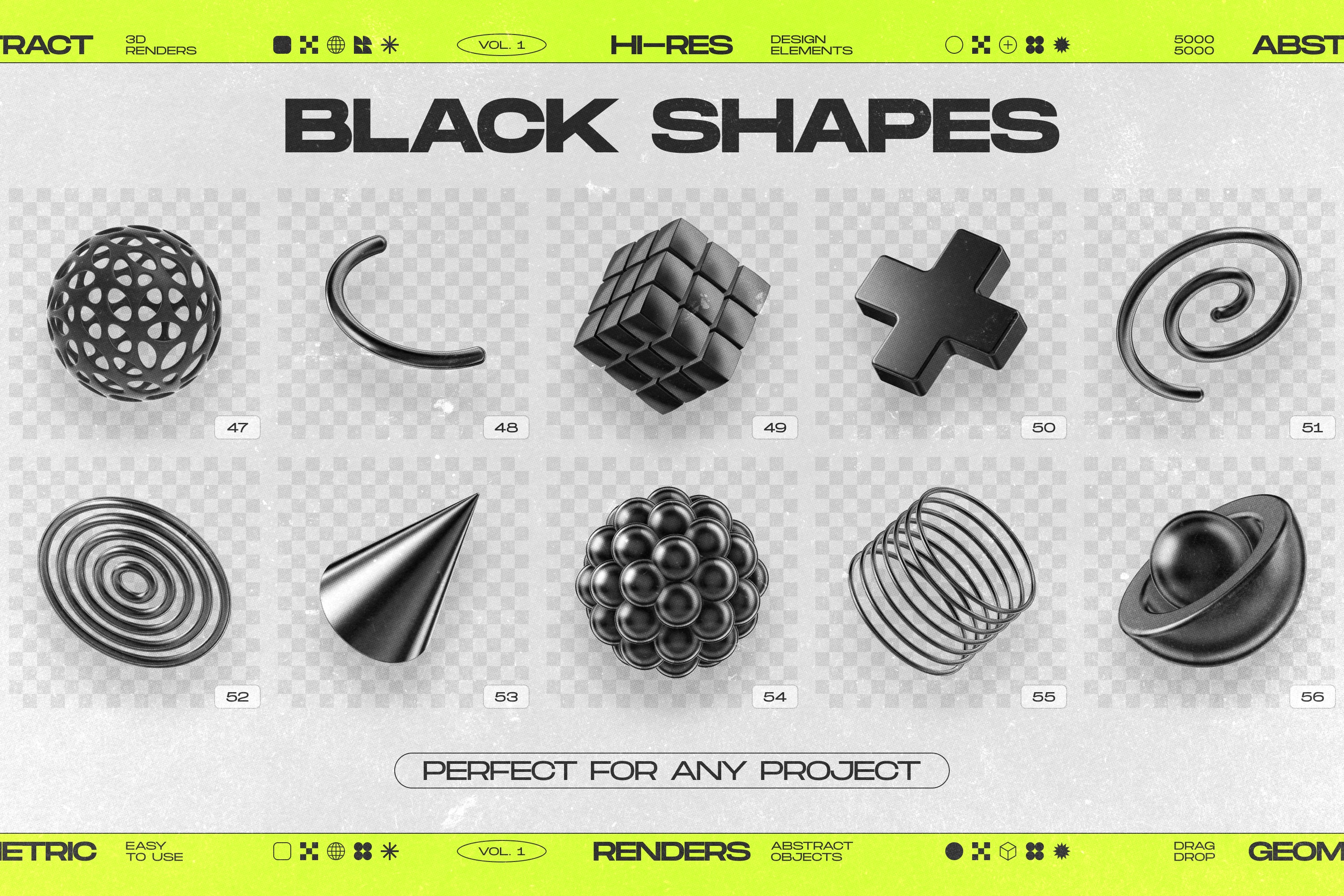 130 Black 3D Elements Collection Vol.1 - by Samolevsky