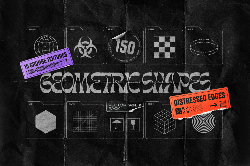 150 Geometric Shapes With Distressed Edges - by Samolevsky