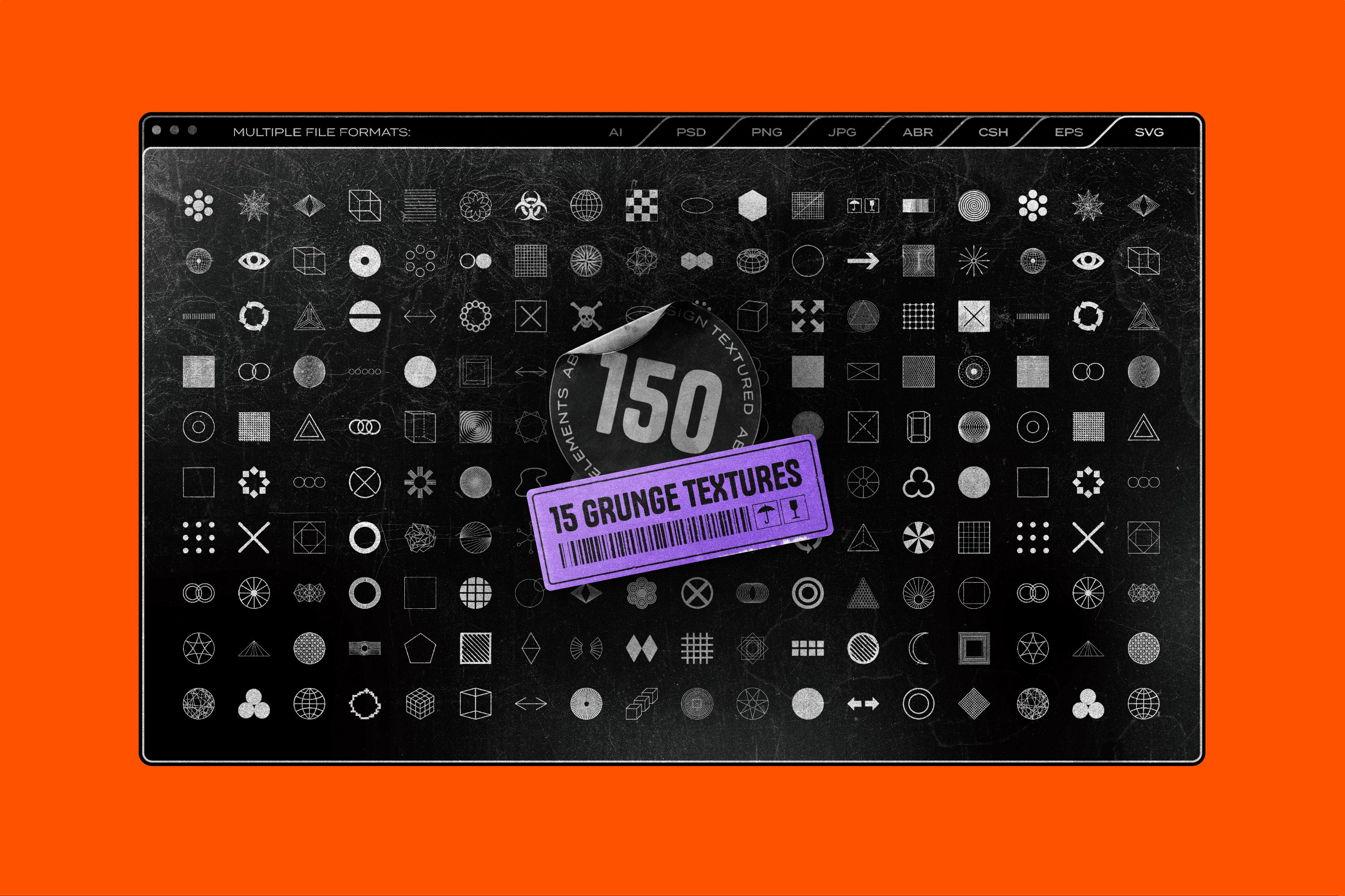 150 Geometric Shapes With Distressed Edges - by Samolevsky