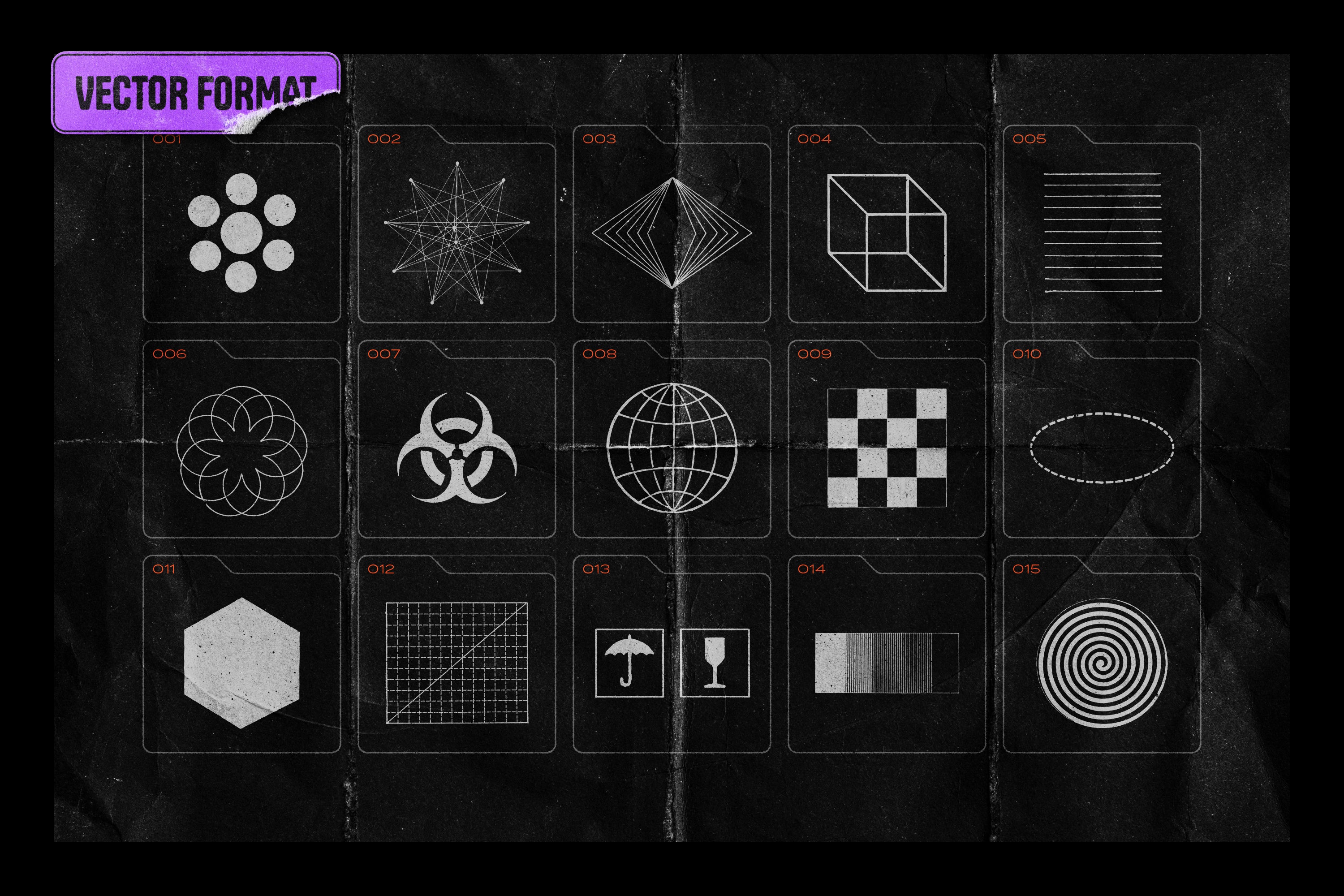 150 Geometric Shapes With Distressed Edges - by Samolevsky