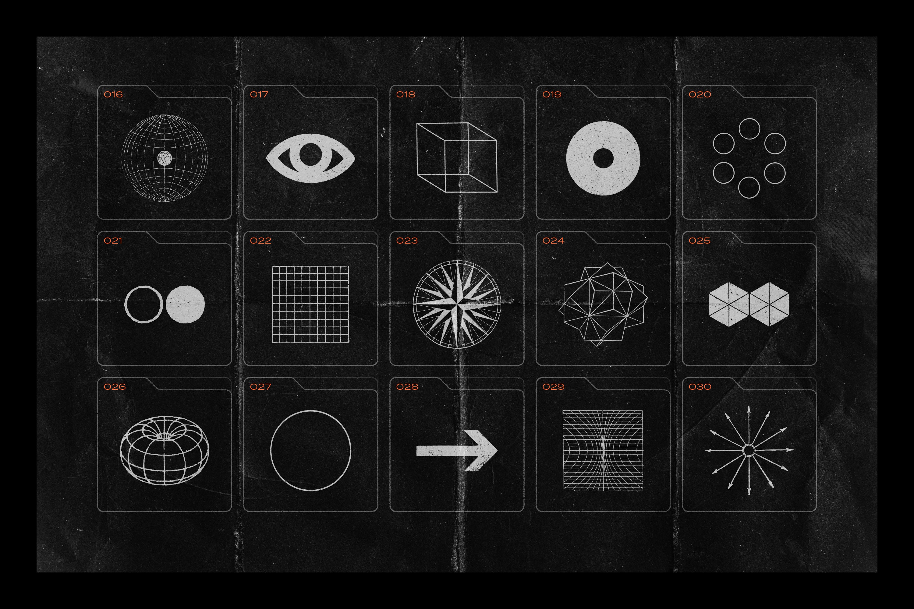 150 Geometric Shapes With Distressed Edges - by Samolevsky