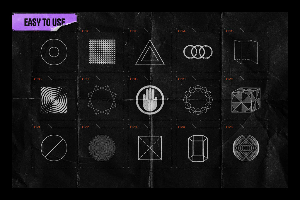 150 Geometric Shapes With Distressed Edges - by Samolevsky