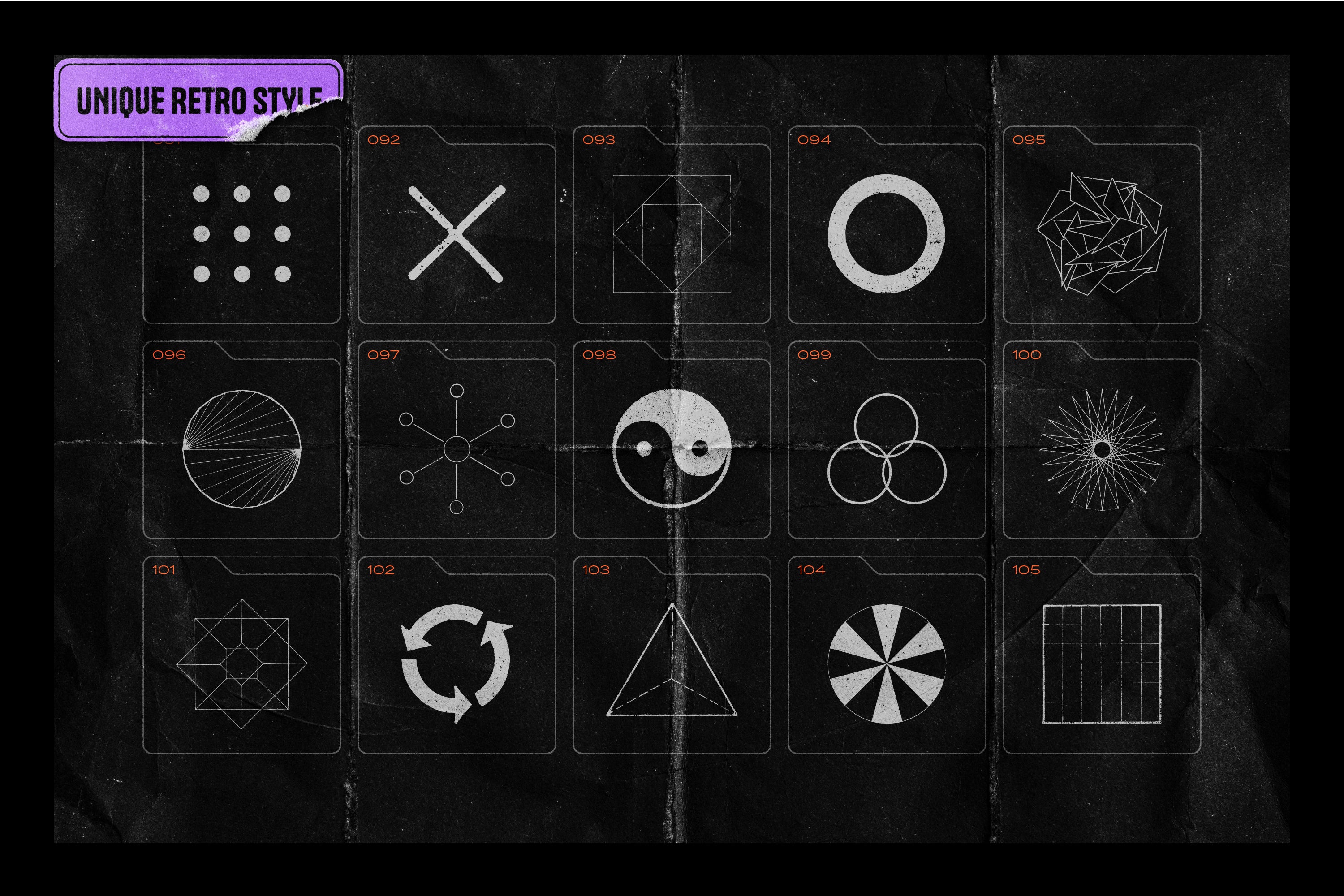 150 Geometric Shapes With Distressed Edges - by Samolevsky