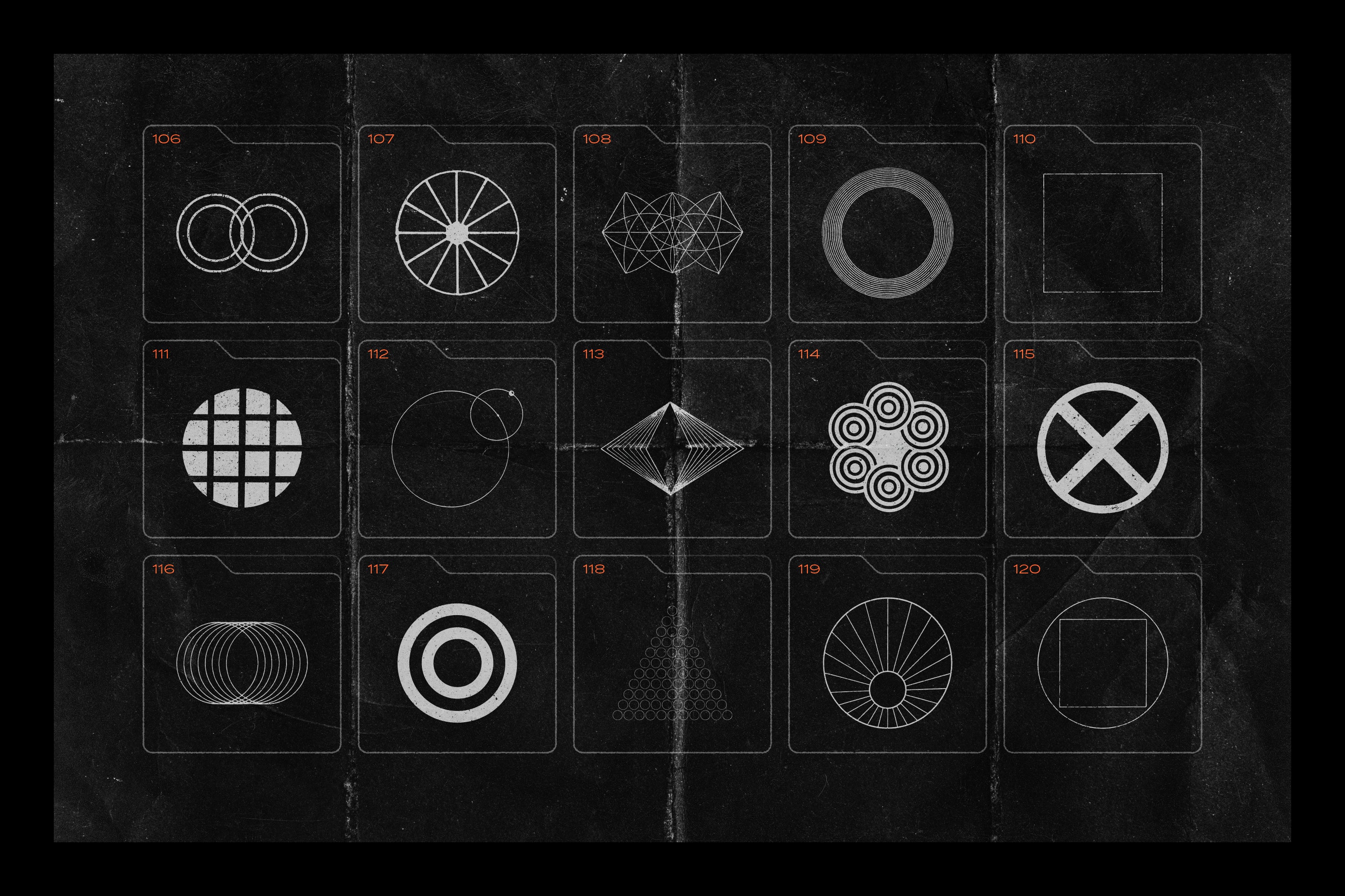 150 Geometric Shapes With Distressed Edges - by Samolevsky