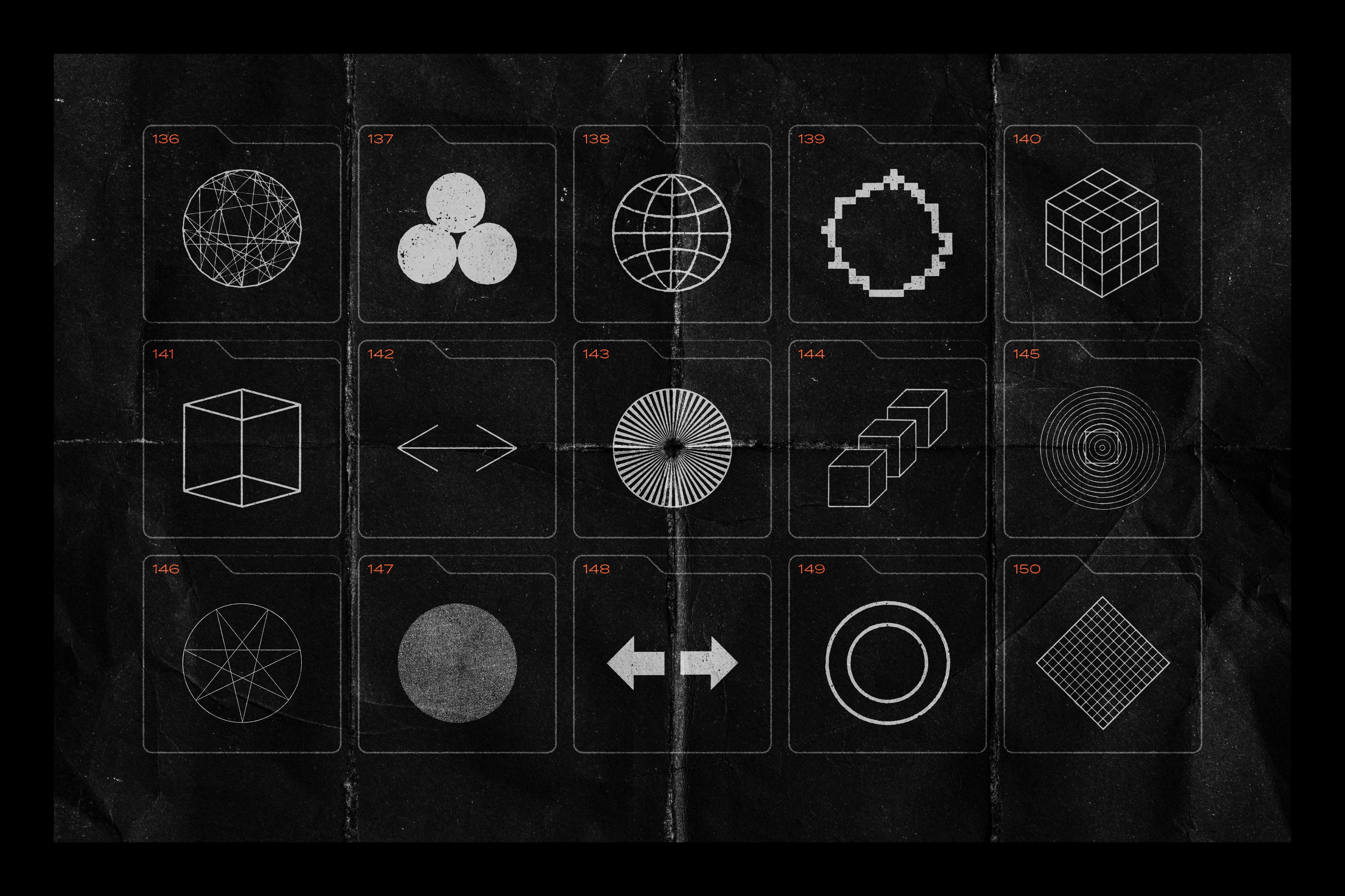 150 Geometric Shapes With Distressed Edges - by Samolevsky