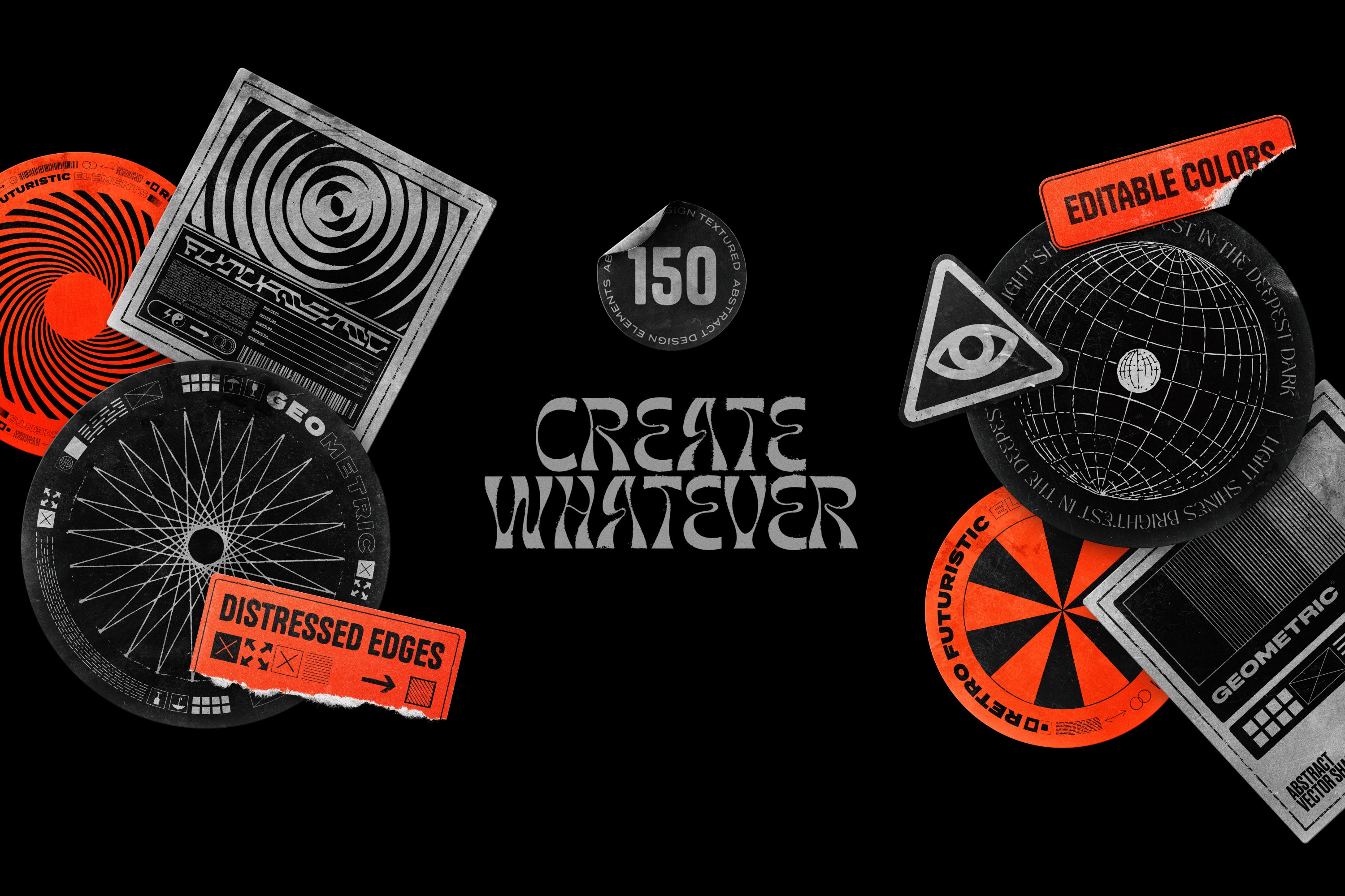 150 Geometric Shapes With Distressed Edges - by Samolevsky