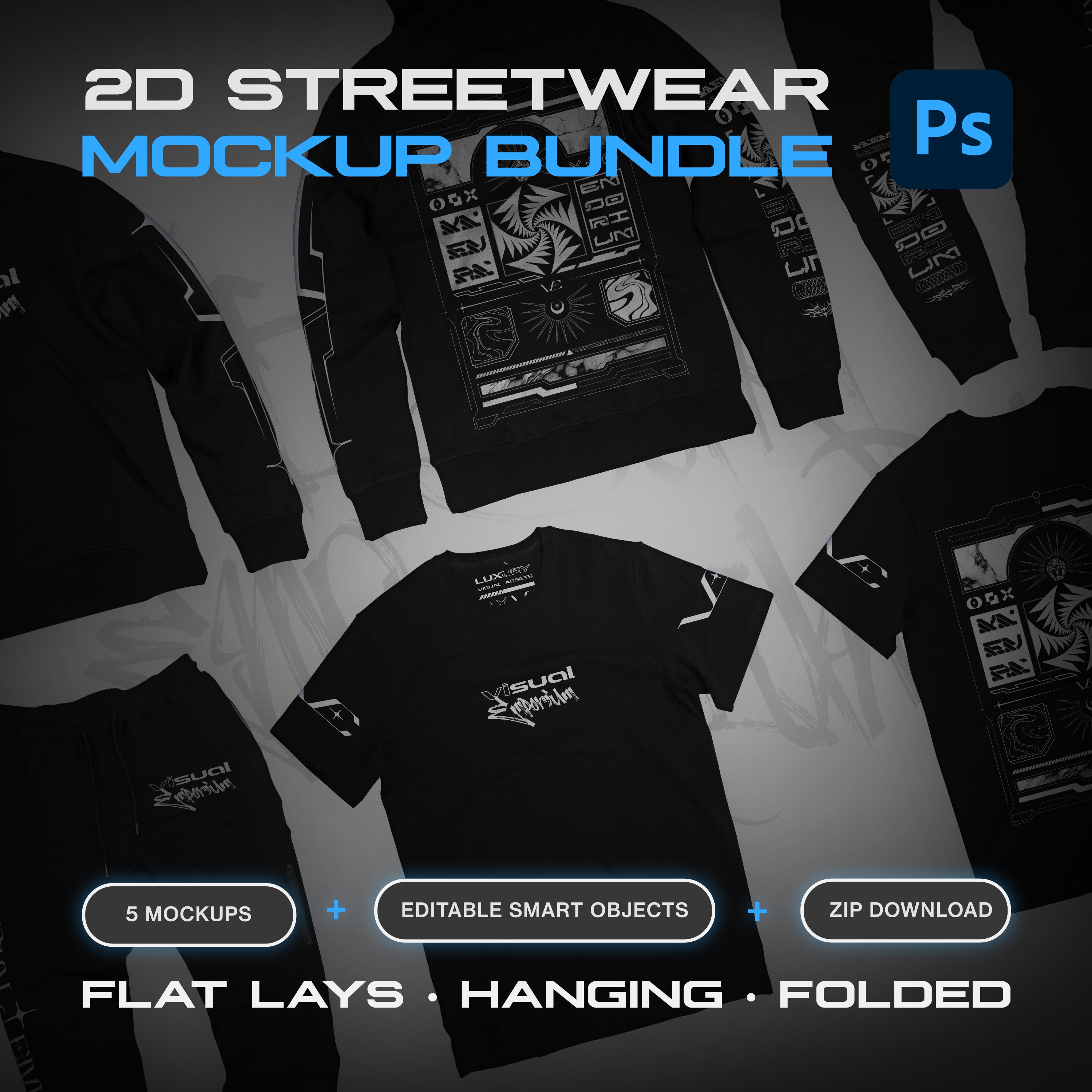 Premium 2D Streetwear Mockup Bundle • Photoshop