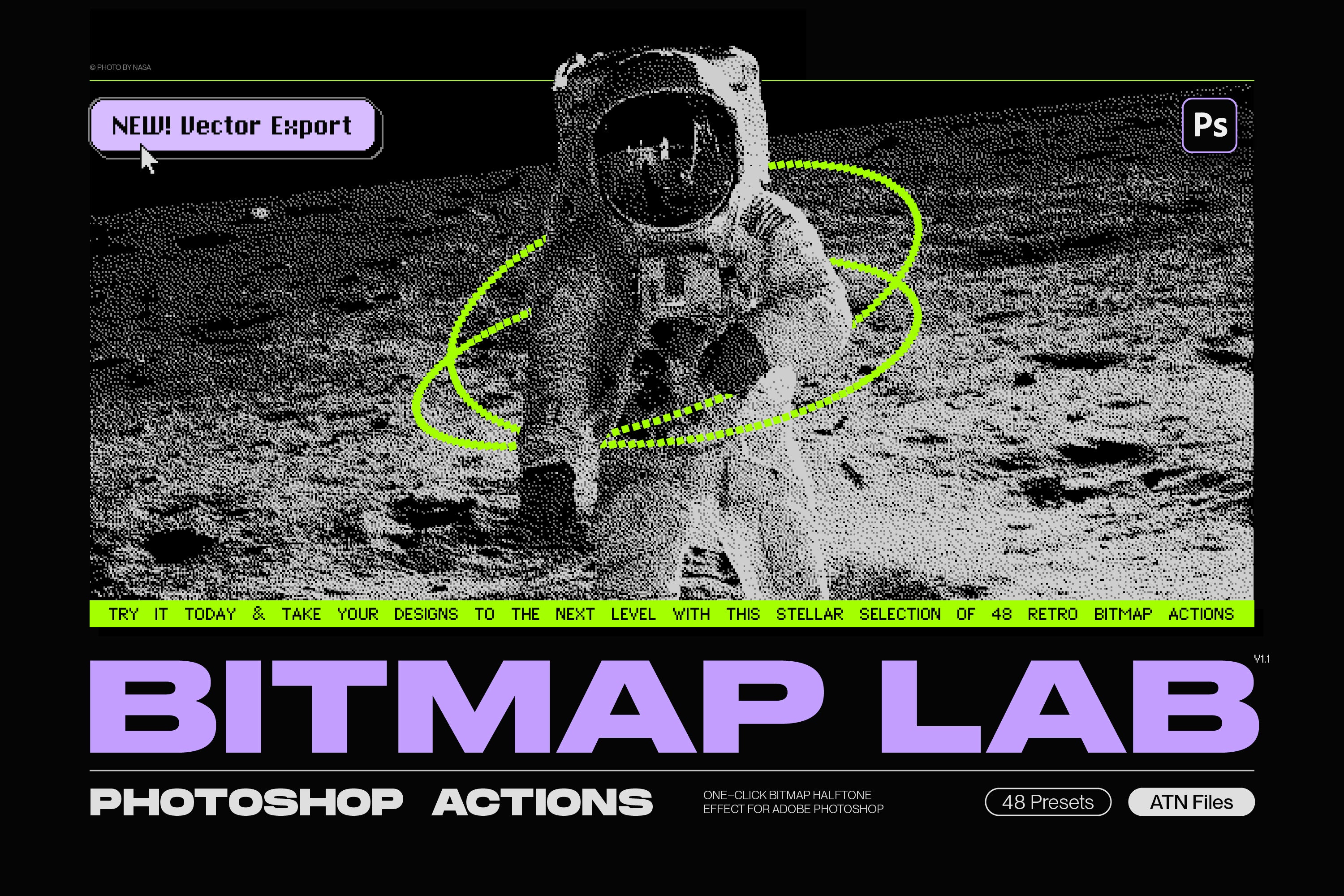 Bitmap Lab - One-Click Pixel Halftone Action - by Samolevsky