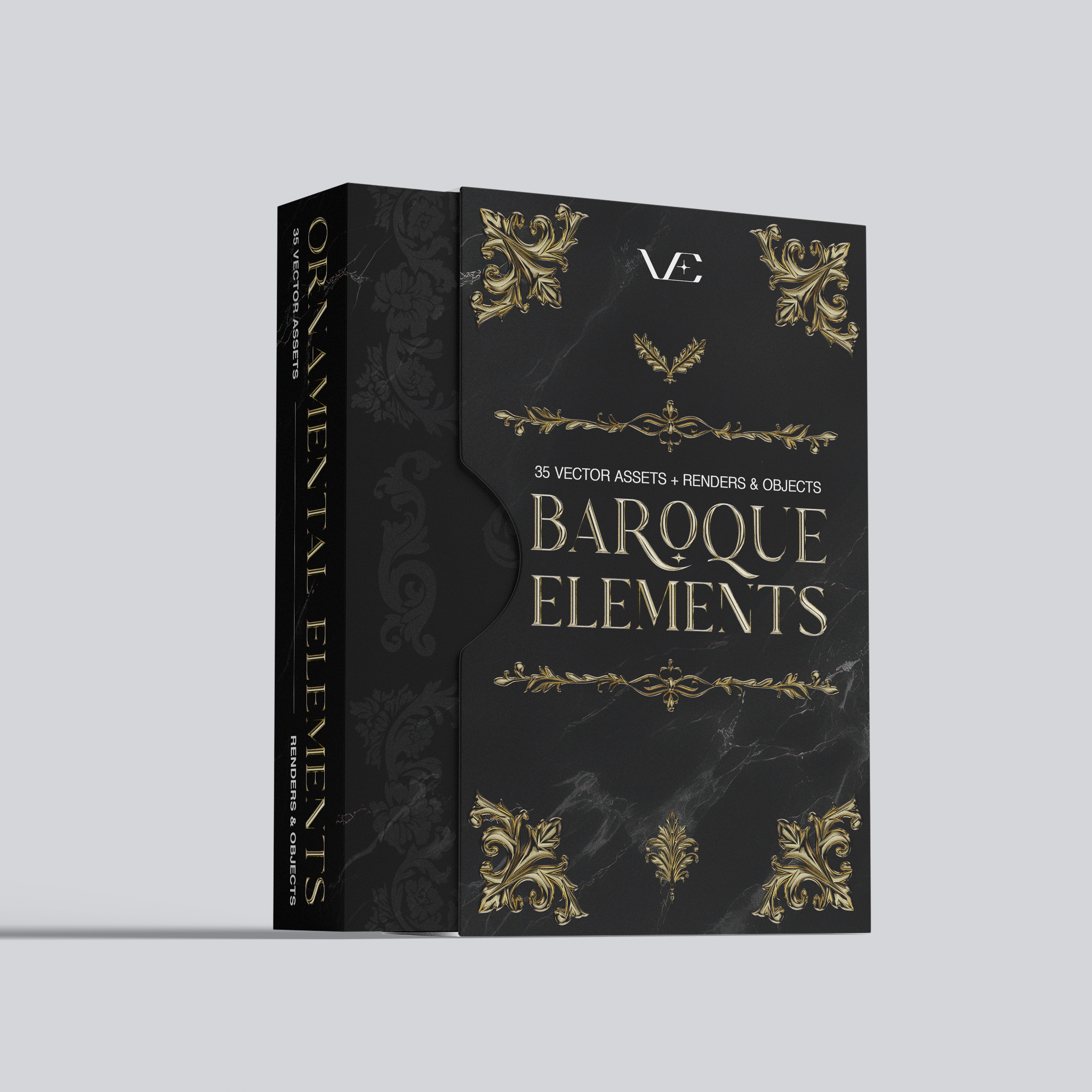 Ornate Baroque Elements • 35 VECTORS + 3D RENDERS + 3D OBJECTS