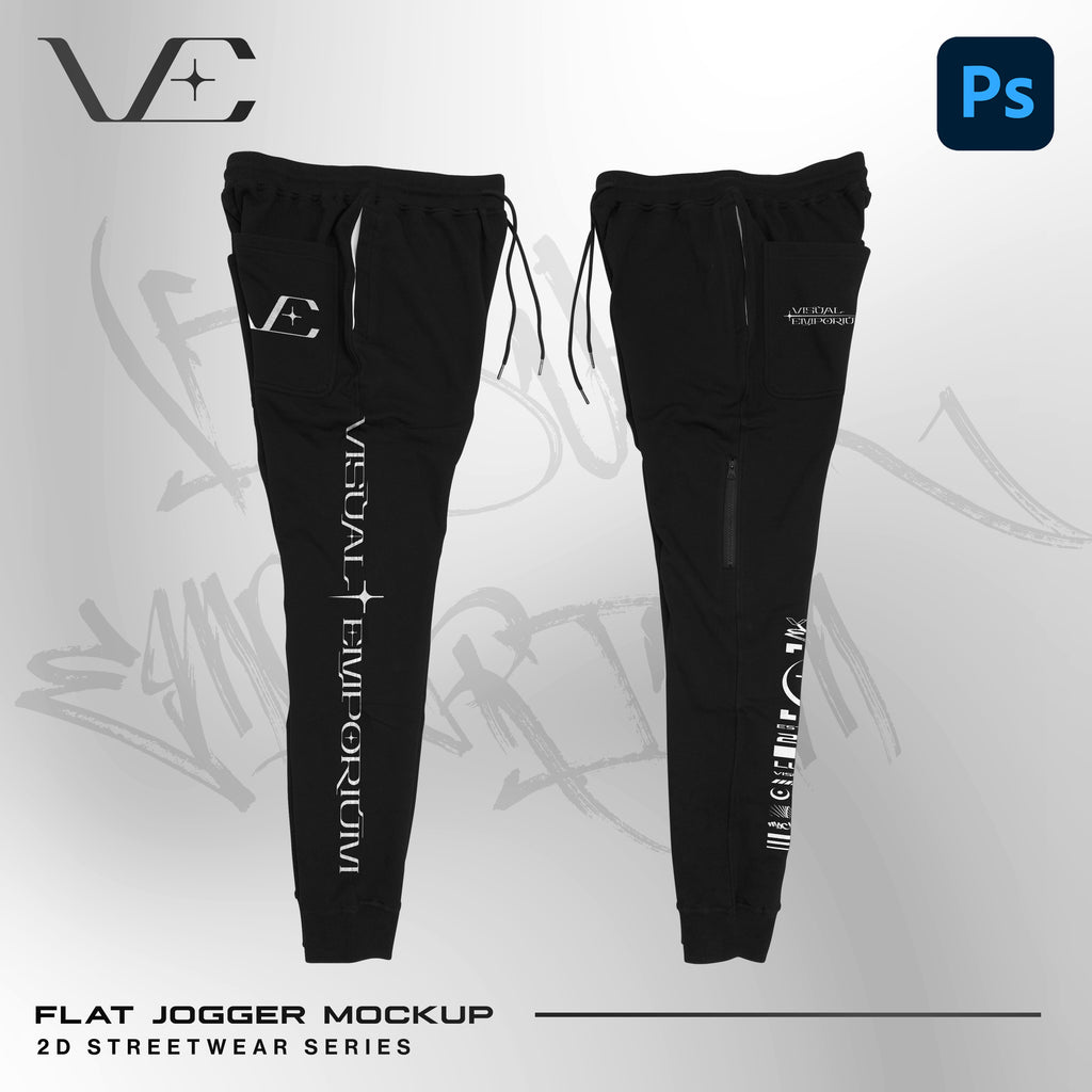 Premium Flat Jogger Mockup • 2D Streetwear Series • Visual Emporium