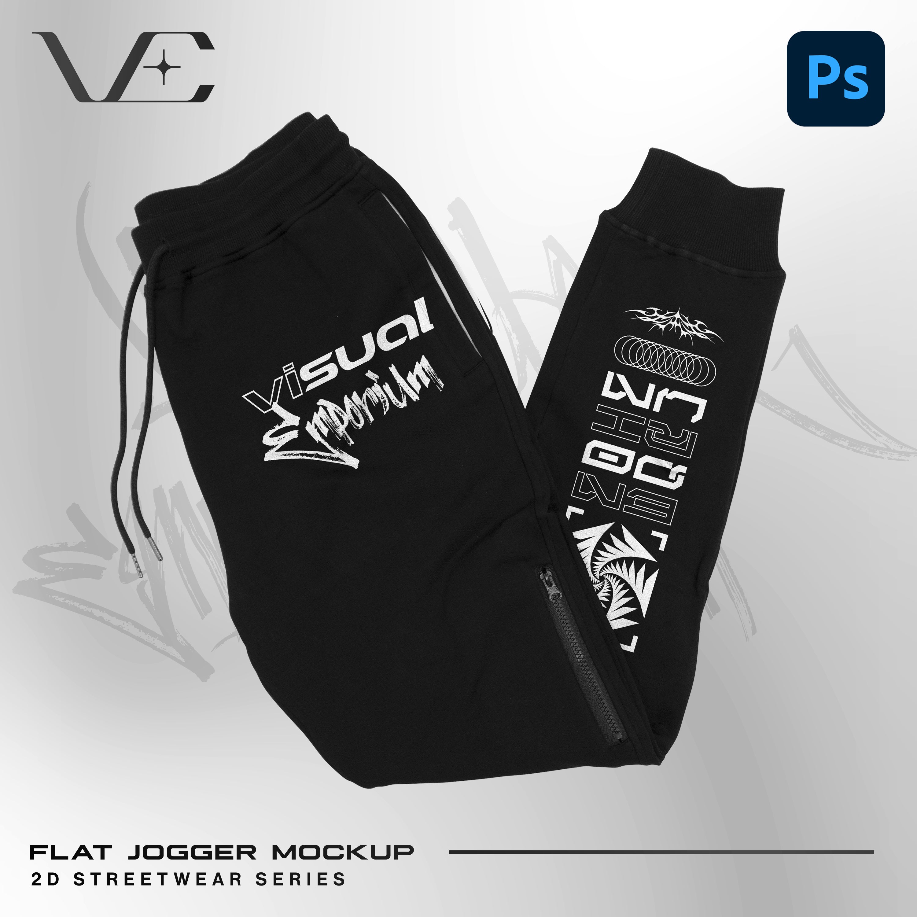 Premium Flat Jogger Mockup • 2D Streetwear Series • Visual Emporium