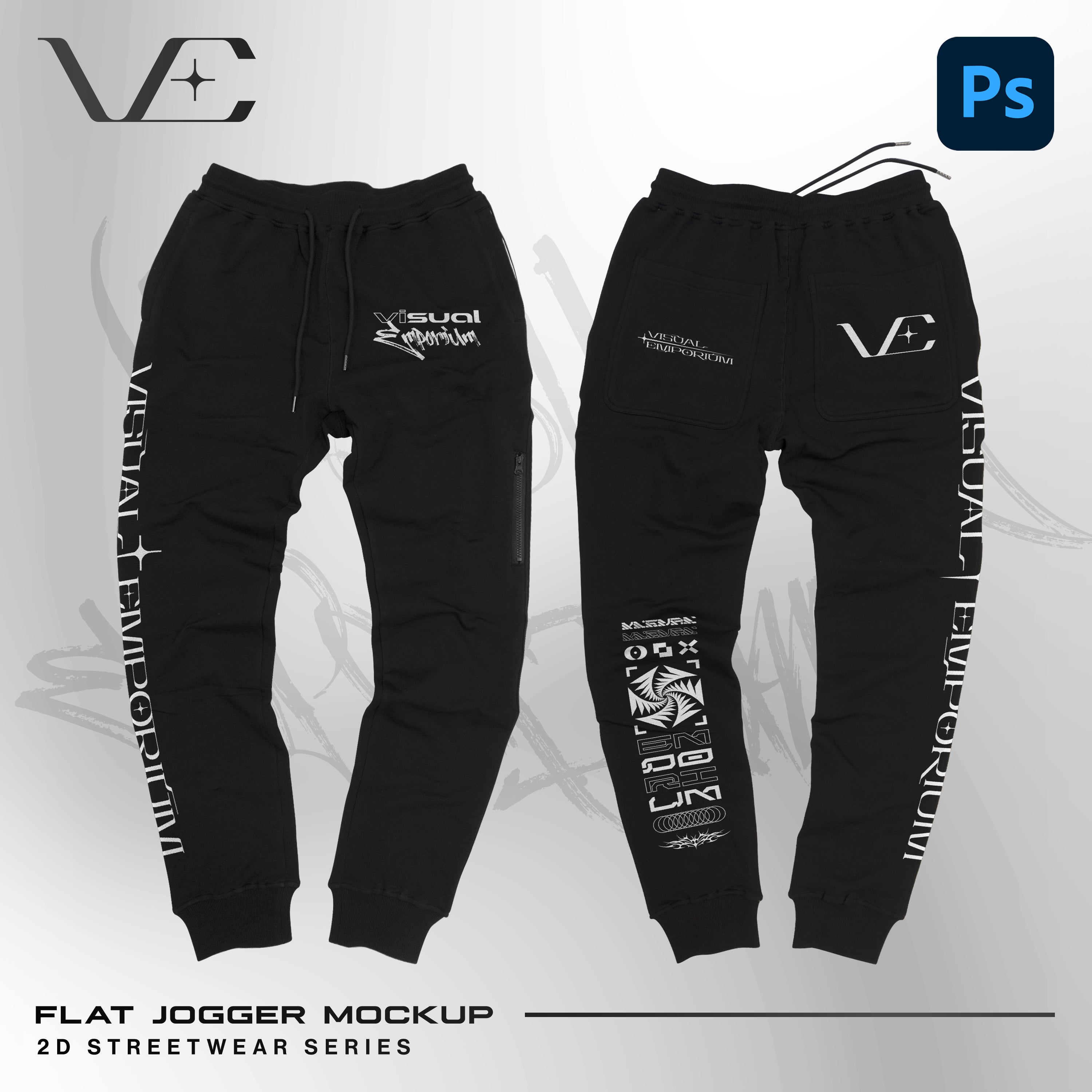 Premium Flat Jogger Mockup • 2D Streetwear Series • Visual Emporium