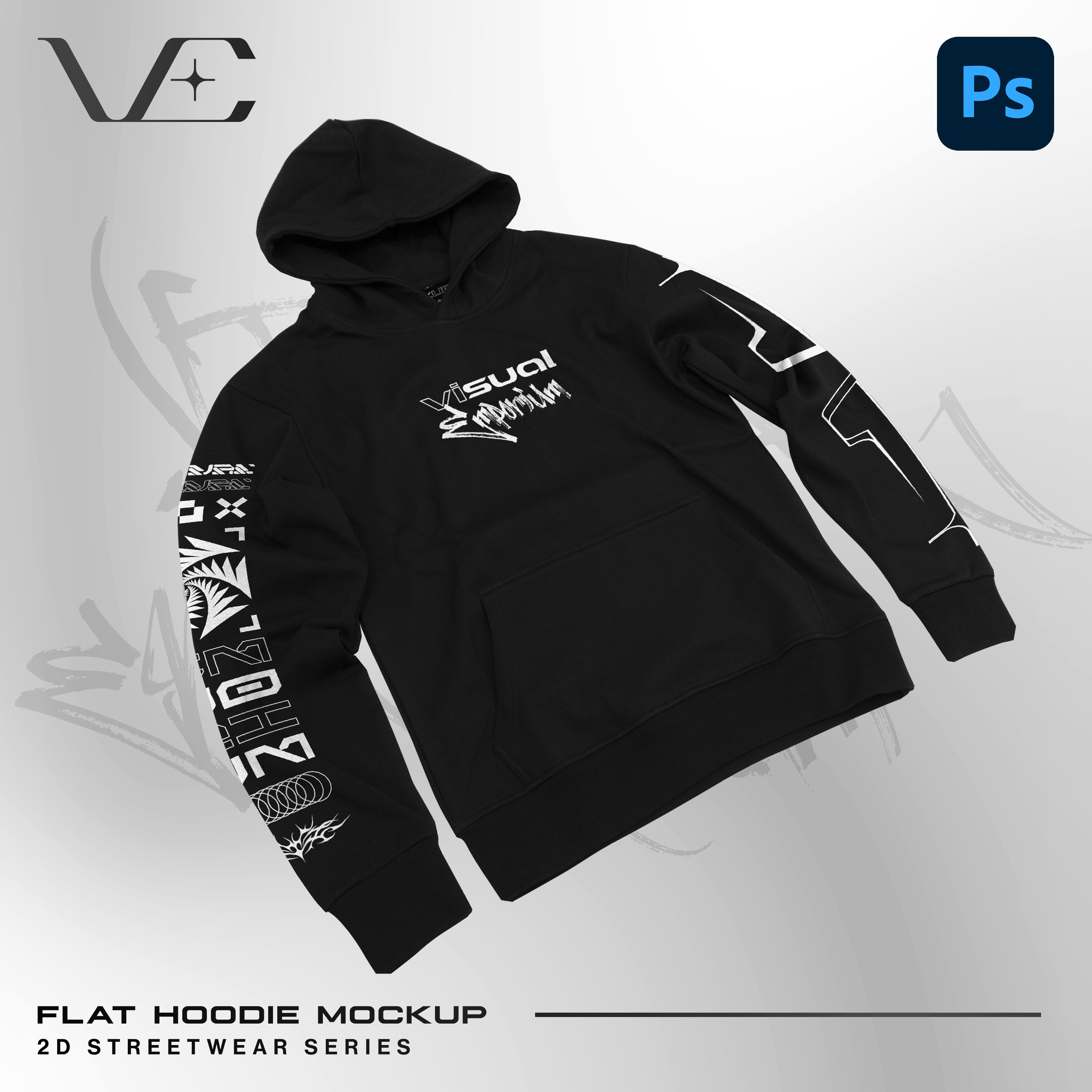 Premium Flat Hoodie Mockup • 2D Streetwear Series • Visual Emporium